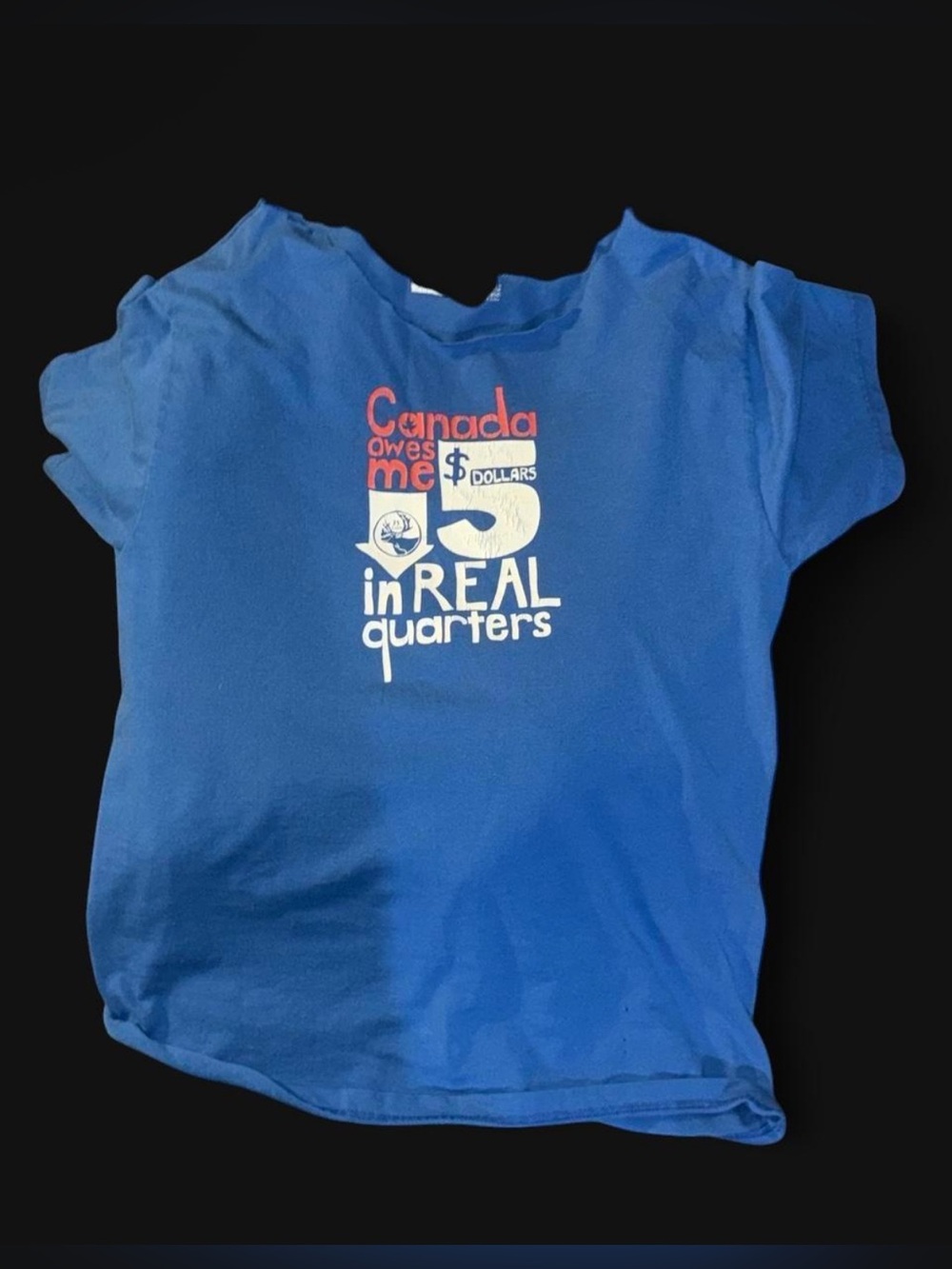 Y2K Blue Off-the-Shoulder Graphic Tee
Size S